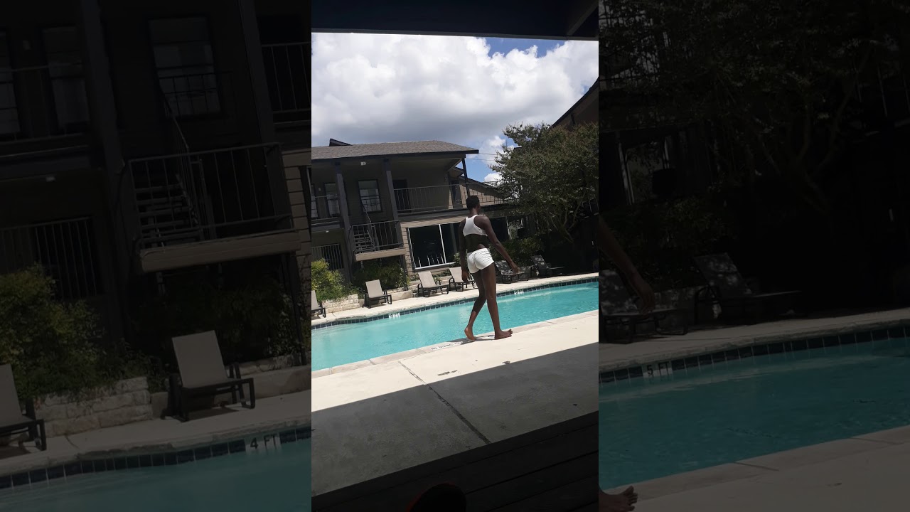 Top notch model ATAUI DENG posted by pool in all white bathing suit! **LOOKS AMAZING!**