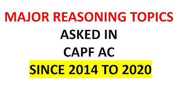 CAPF AC MOST IMPORTANT APTITUDE AND REASONING TOPICS | CAPF AC 2021 APTITUDE STRATEGY