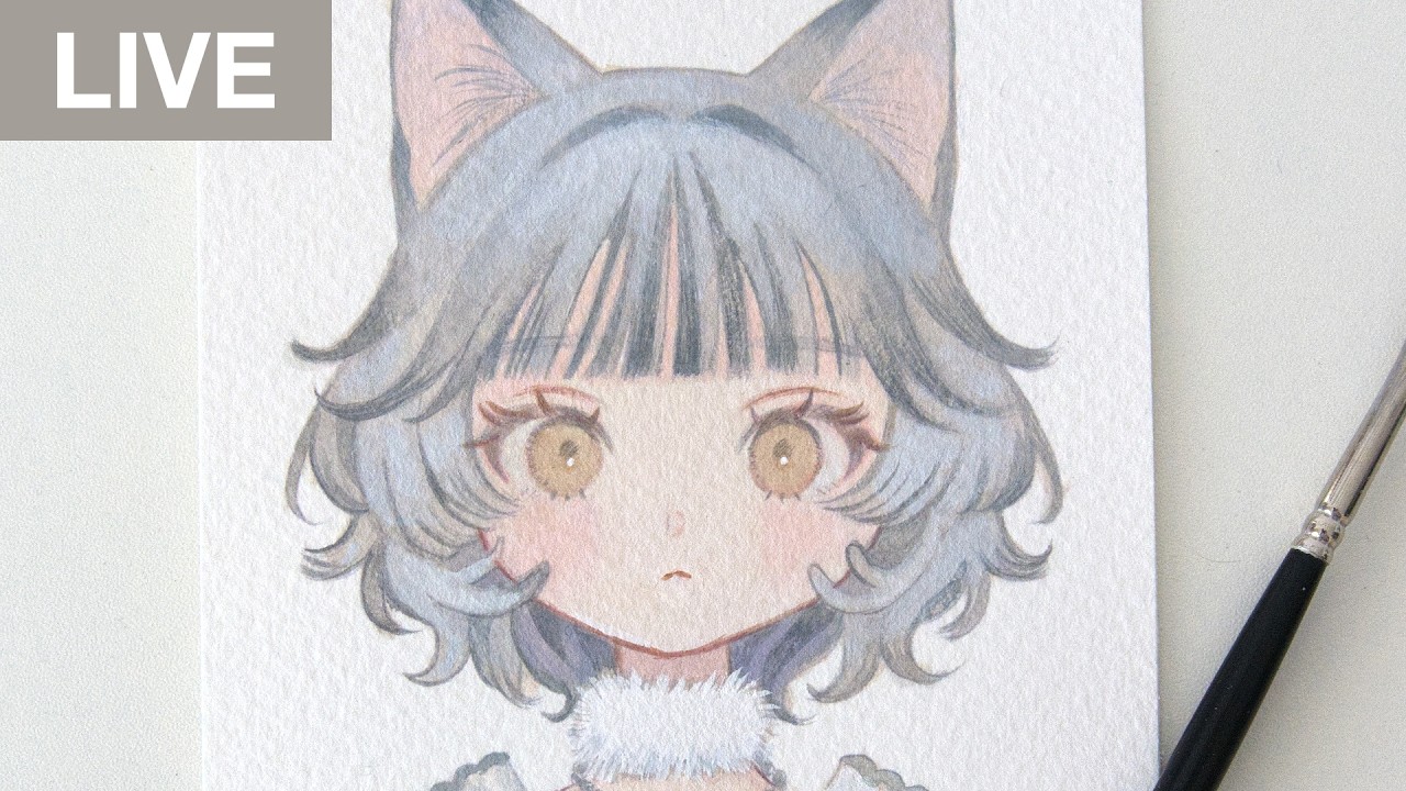 朝活】猫テーマのミニ原画制作🐈‍⬛ Day3【お絵描き配信】 - YouTube