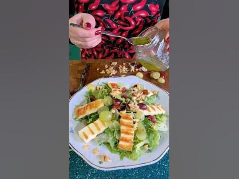 #Салат с жареным сыром, виноградом, грушей. Фишка - #соус - YouTube