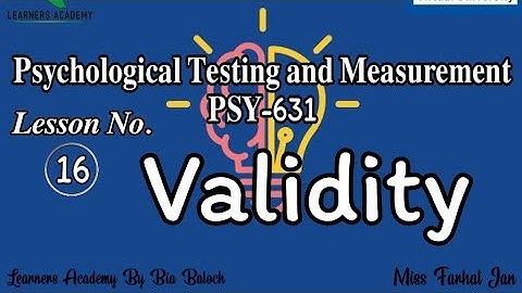 Psychological Testing and Measurement (PSY-631)VU [URDU] | Lecture No.16 | Learners Academy By Bia