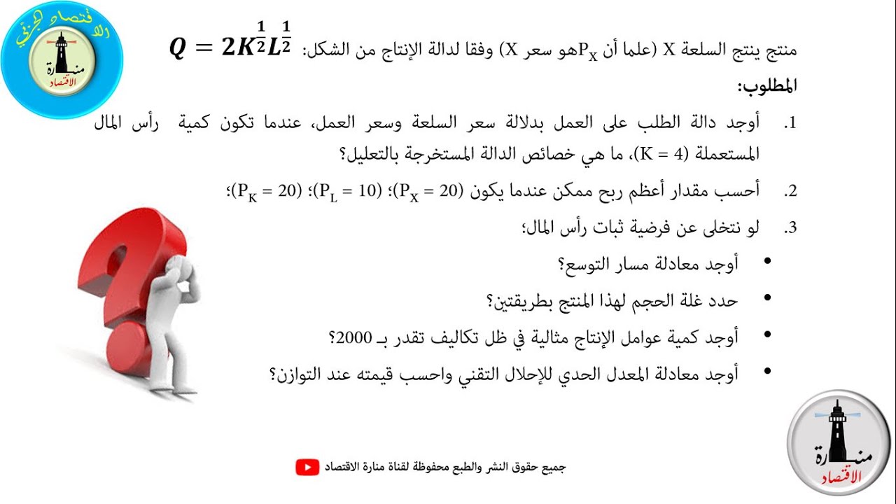 الاقتصاد الجزئي؛ الانتاج في المدى القصير والطويل مراجعة شاملة