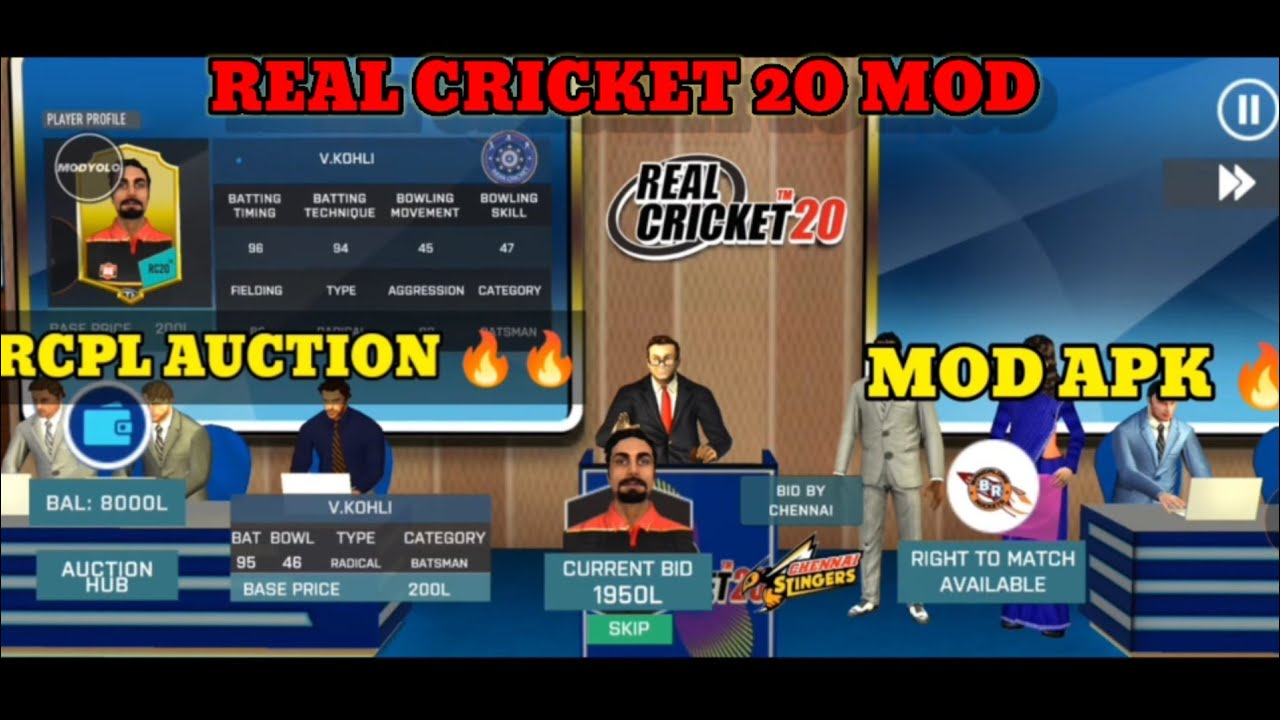 Real Cricket 20 Latest Mod Apk 🔥🔥 Rcpl Auction Unlock