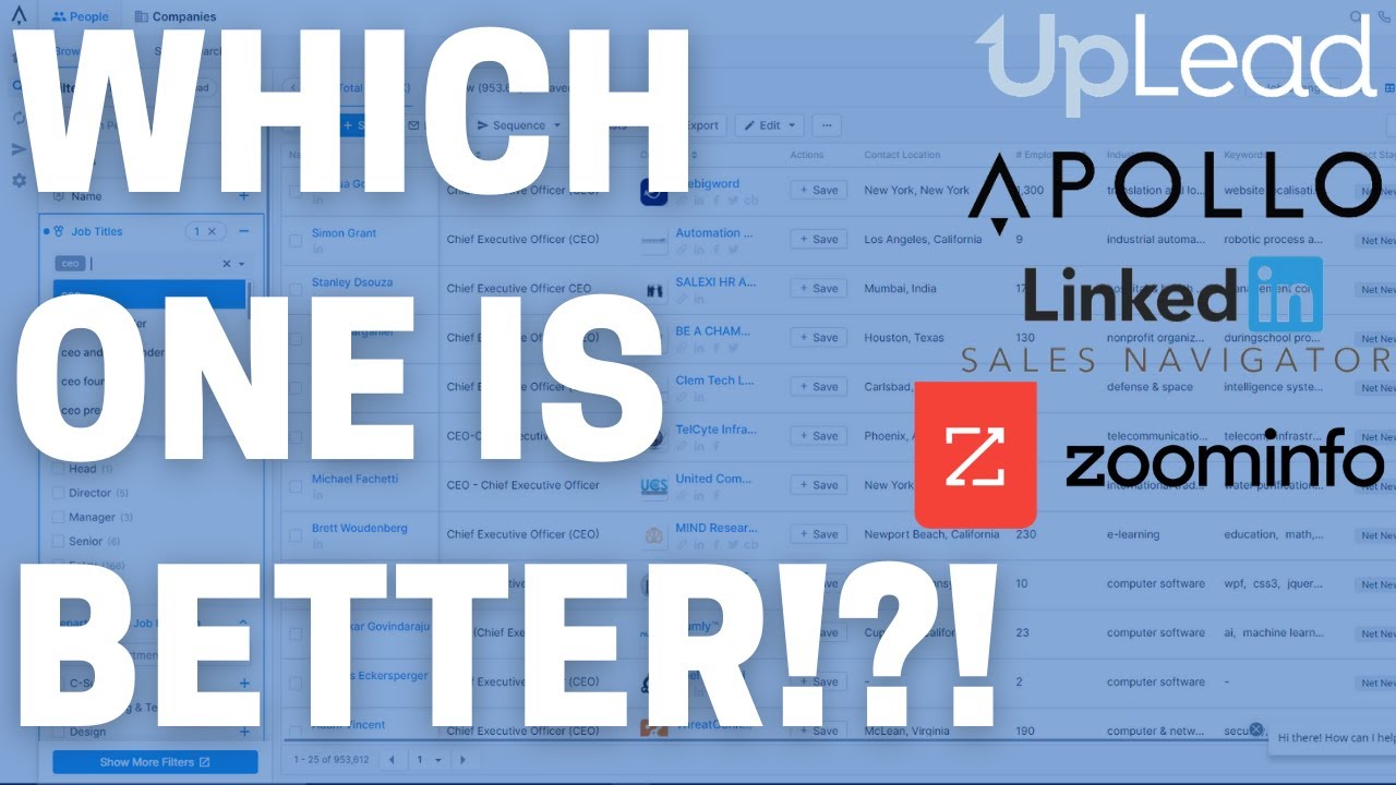 Apollo.io vs. Uplead vs. Sales Navigator vs. Zoominfo... (Check Updated