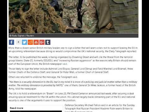 Brexit dangerous due to ISIS & Putin, UK military will reportedly warn