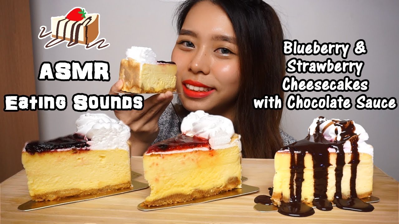 ASMR Cheesecakes with Chocolate Sauce | Soft Eating Sounds | No Talking ...
