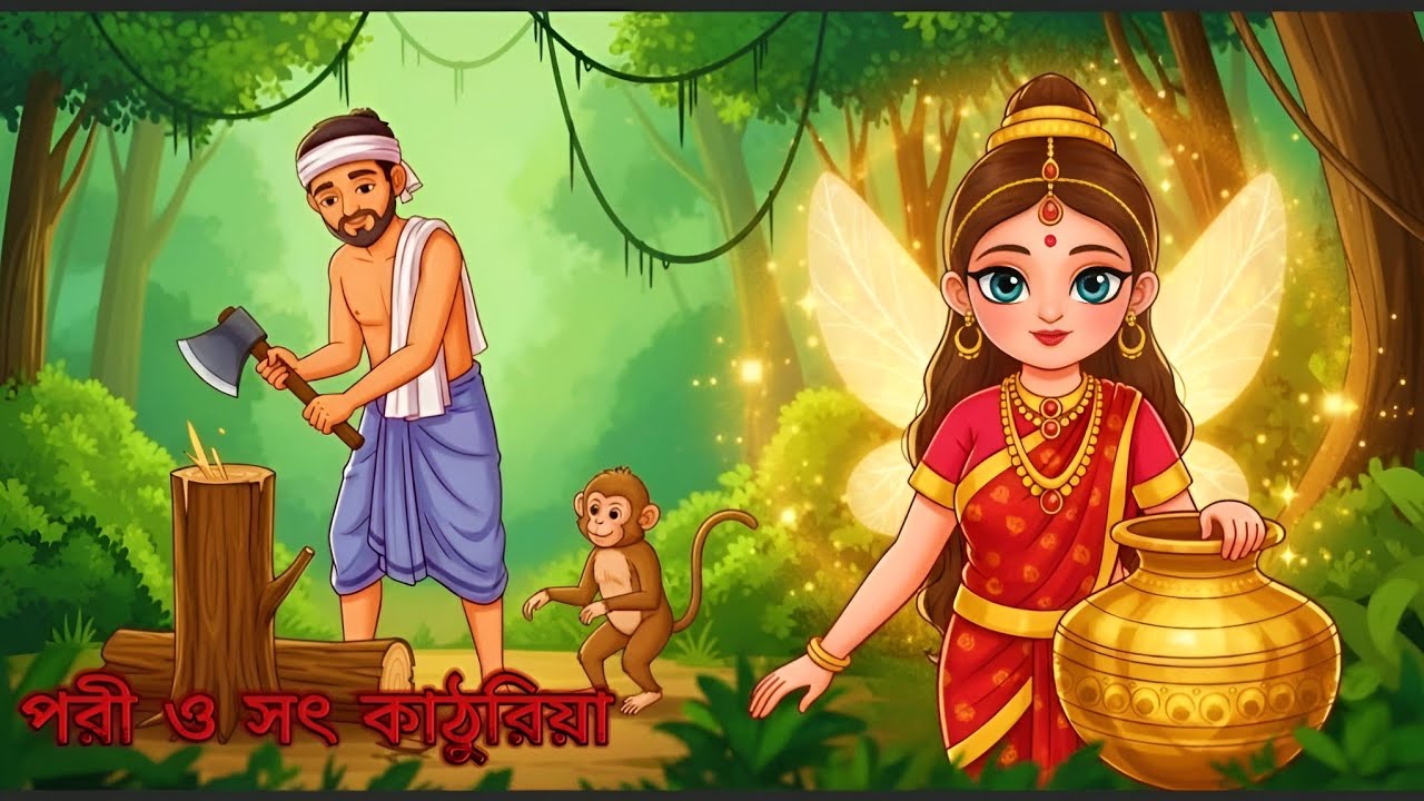 পরী ও সৎ কাঠুরিয়া || The Fairy and the Honest Woodcutter || Bangla Moral Stories || Fairy Tales 