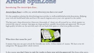 Full Article Spin Zone- Spinning back links around the internet Update