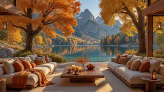 Cozy Jazz By A Crystal-Clear Mountain Lake - Gentle Bossa Nova Beneath Vibrant Autumn Foliage screenshot 2