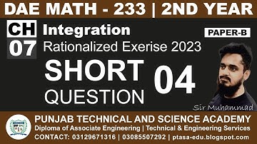 DAE MATH 233 Chapter 7 Short Question 4 | Sir Muhammad