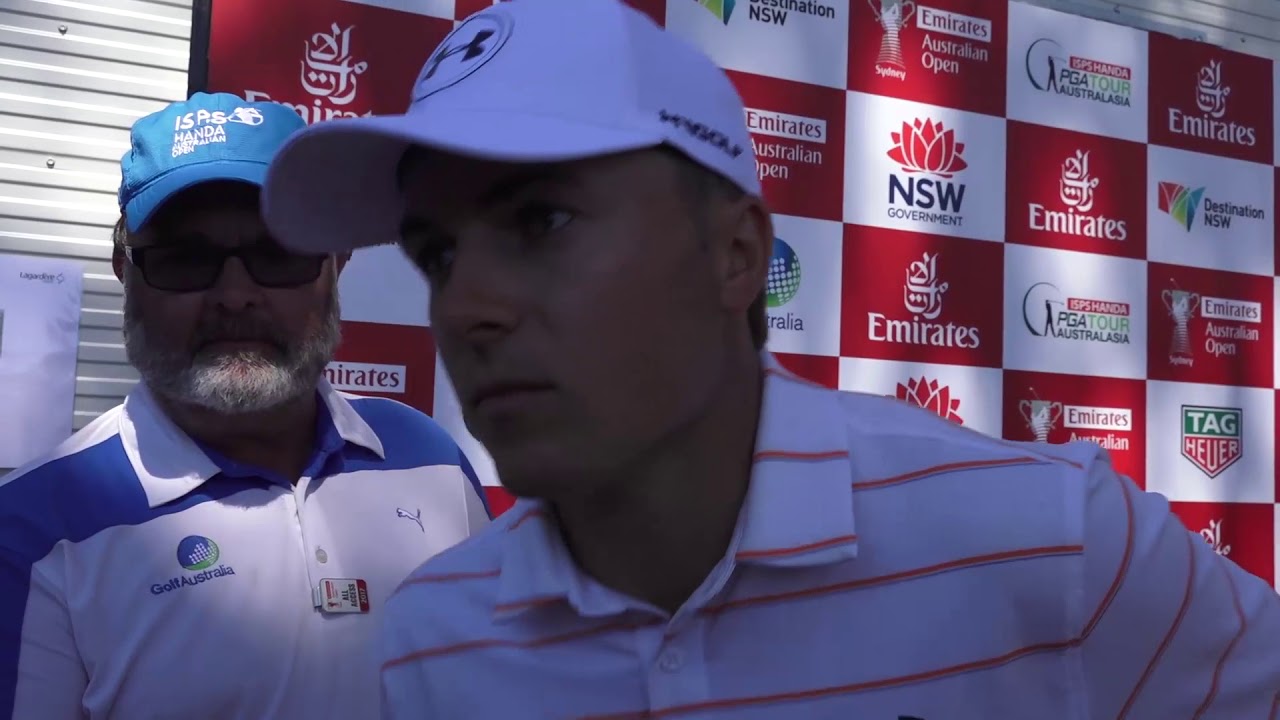 Jordan Spieth chats after round three of the 2017 Emirates Australian Open