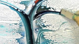(551) Snowy tree ~ Tree swipe acrylic pouring technique ~ Fluid art ~ Fiona Art