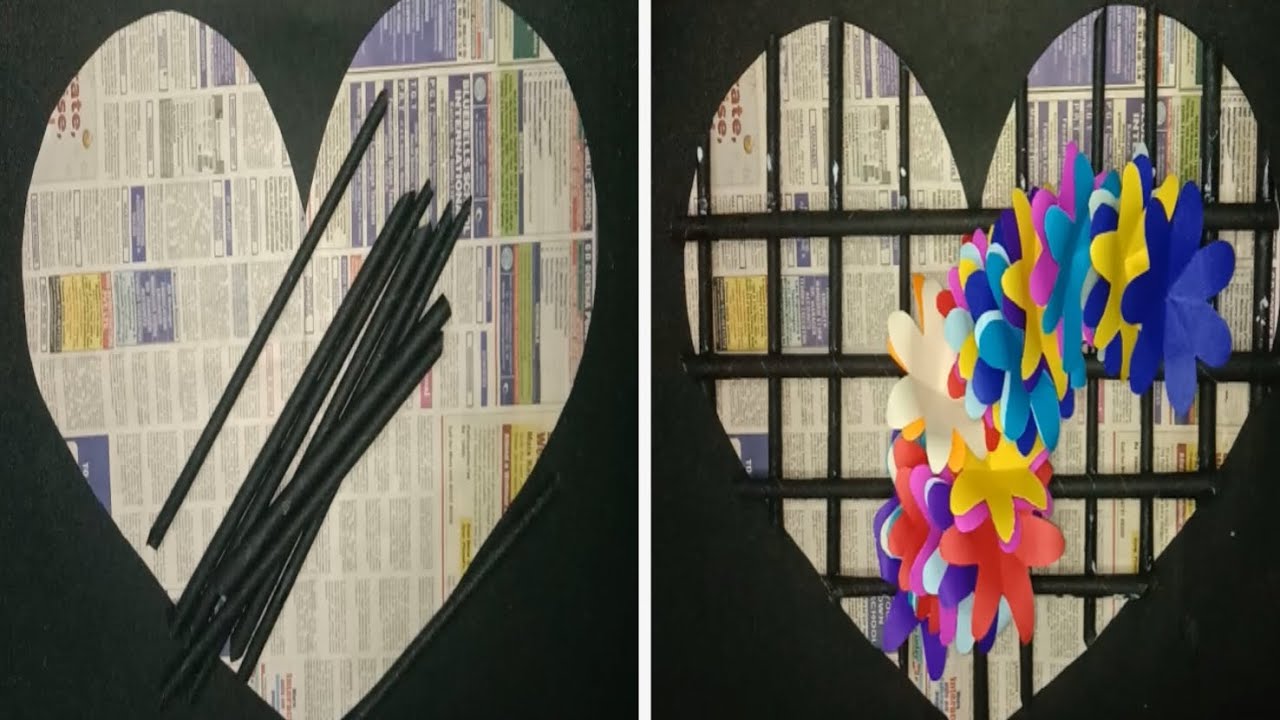 DIY BIG HEART ❤️ WALLHANGING||VERY EASY TRICK WEST PAPER CREATE //