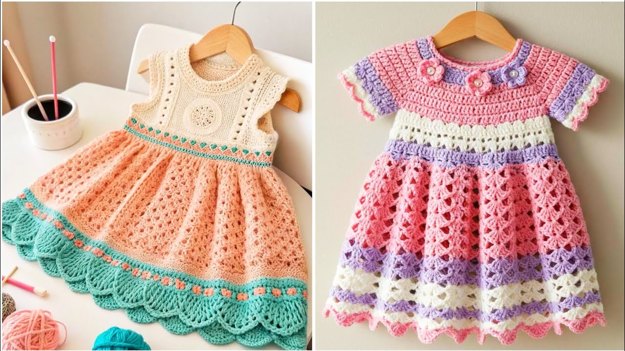 Baby Girl Dress, Baby Girl Crochet Dress, Organic Cotton Baby Girl Outfit ,Baby Girl Clothes