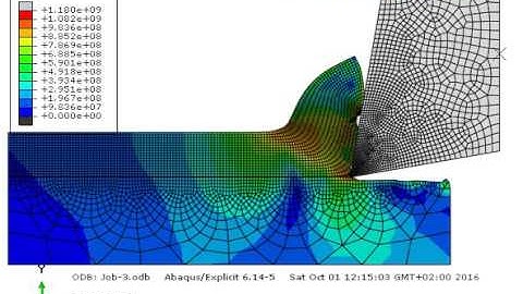 Abaqus CAE explicit coupled thermo-mechanical orthogonal cutting Mises Stress