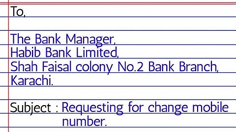 Application to Bank Manager to Change Mobile Number | Request to Update Mobile Number