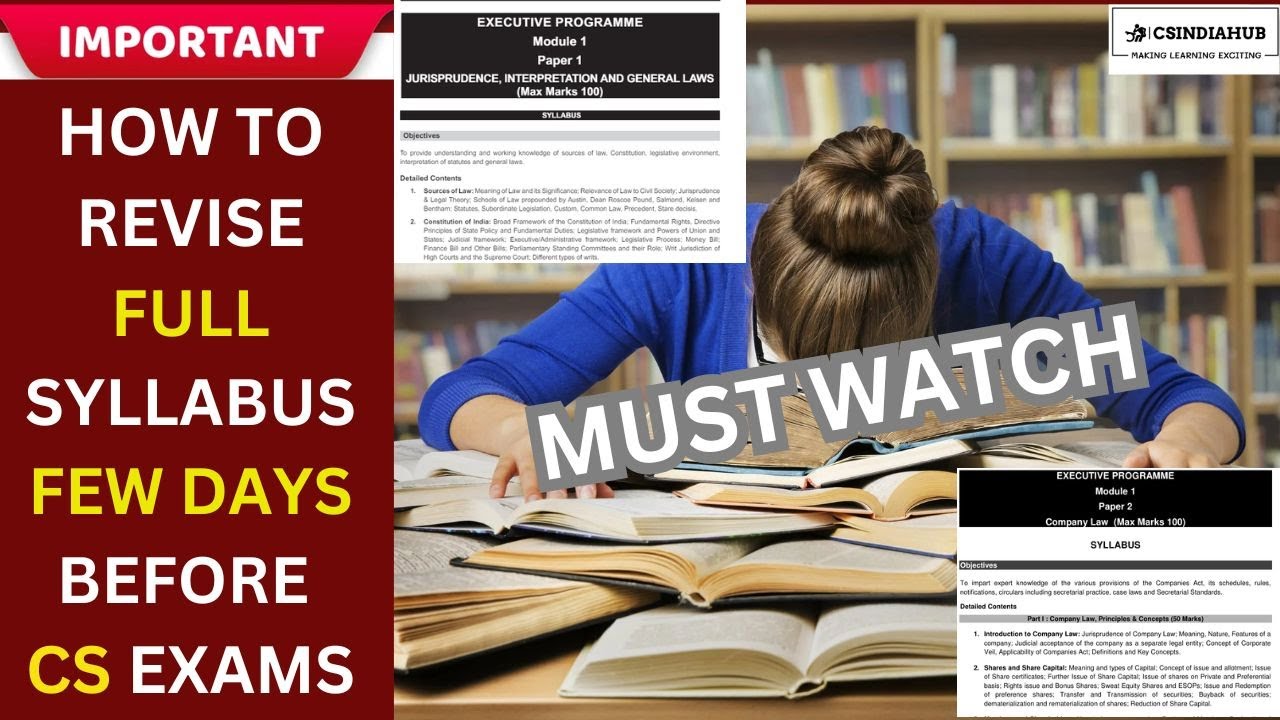 HOW TO REVISE FULL SYLLABUS FEW DAYS BEFORE CS EXAMS | MASTER STRATEGY ...