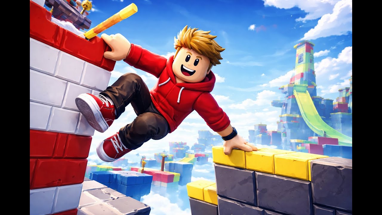 ROBLOX EASY PARKOUR Gameplay NO COPYRIGHT 4K 60fps | Copyright Free Roblox Gameplay | Free To Use