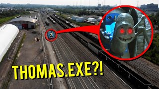 DRONE CATCHES THOMAS THE TRAIN.EXE AT ABANDONED TRAIN STATION!! (HE CAME AFTER US)