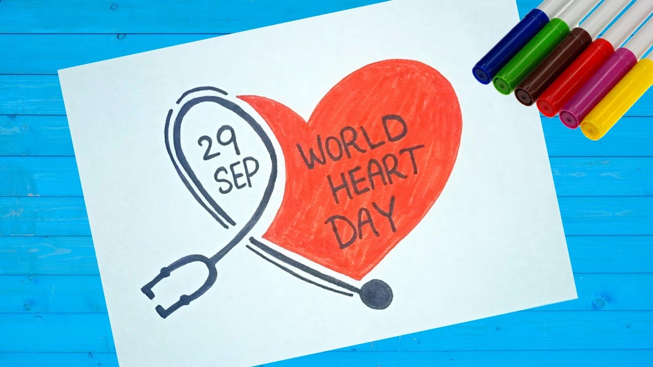 World Heart Day Drawing || International Heart Day Poster Drawing || World Heart Day Chart