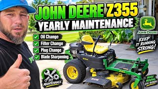 John Deere Z355 Yearly Maintenance | Oil, Filter, Spark Plug & Blade Sharpening