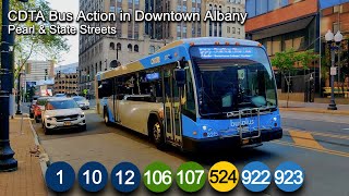 CDTA: Evening Bus Action at Pearl & State Streets in Downtown Albany (10, 12, 107, 524, 922 & More!)