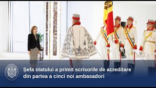 Șefa statului a primit scrisorile de acreditare din partea a cinci noi ambasadori