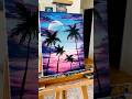 Vibrant Palms Sky 🌴❤️💙💜Easy Beginner Acrylic Painting #acrylicpaintingtutorial