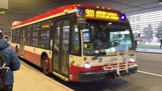 TTC Route 900 Airport Express Bus Ride #3336 from Toronto Pearson to Kipling Station 12/21/2022