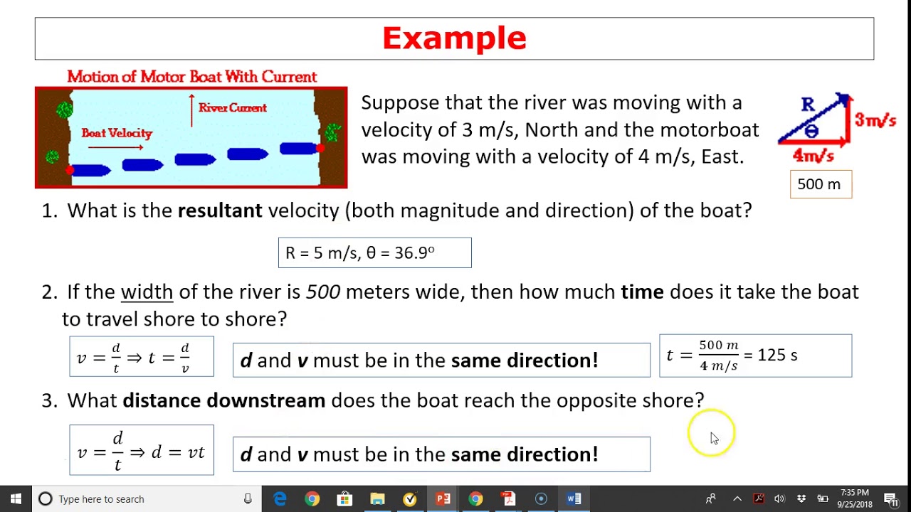 relative velocity and riverboat problems answers