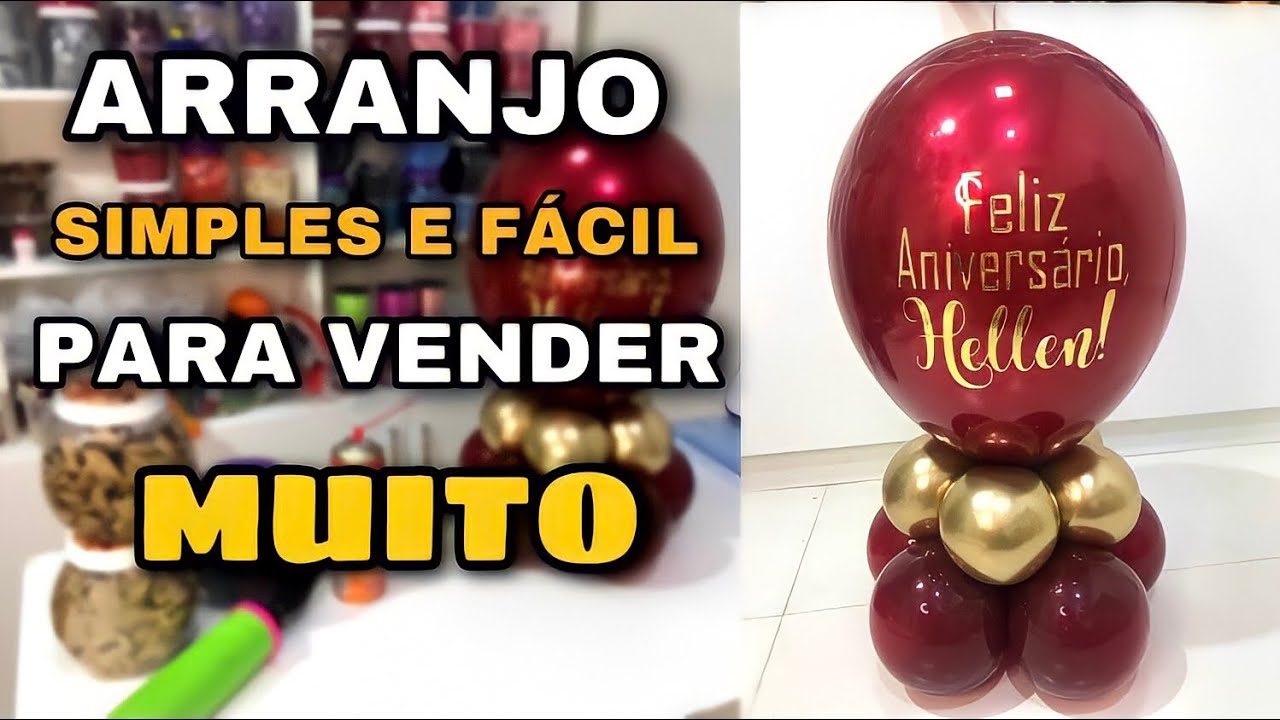 ARRANJO DE BALÃO SIMPLES E FÁCIL | feito apenas com um tipo de balão e personalização