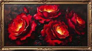 Roses in Flames 🔥 Something Out Of 𝘉𝘦𝘢𝘶𝘵𝘺 𝘢𝘯𝘥 𝘵𝘩𝘦 𝘉𝘦𝘢𝘴𝘵?~🌹🔮 Vintage Painting, Art Framed Screensaver screenshot 4