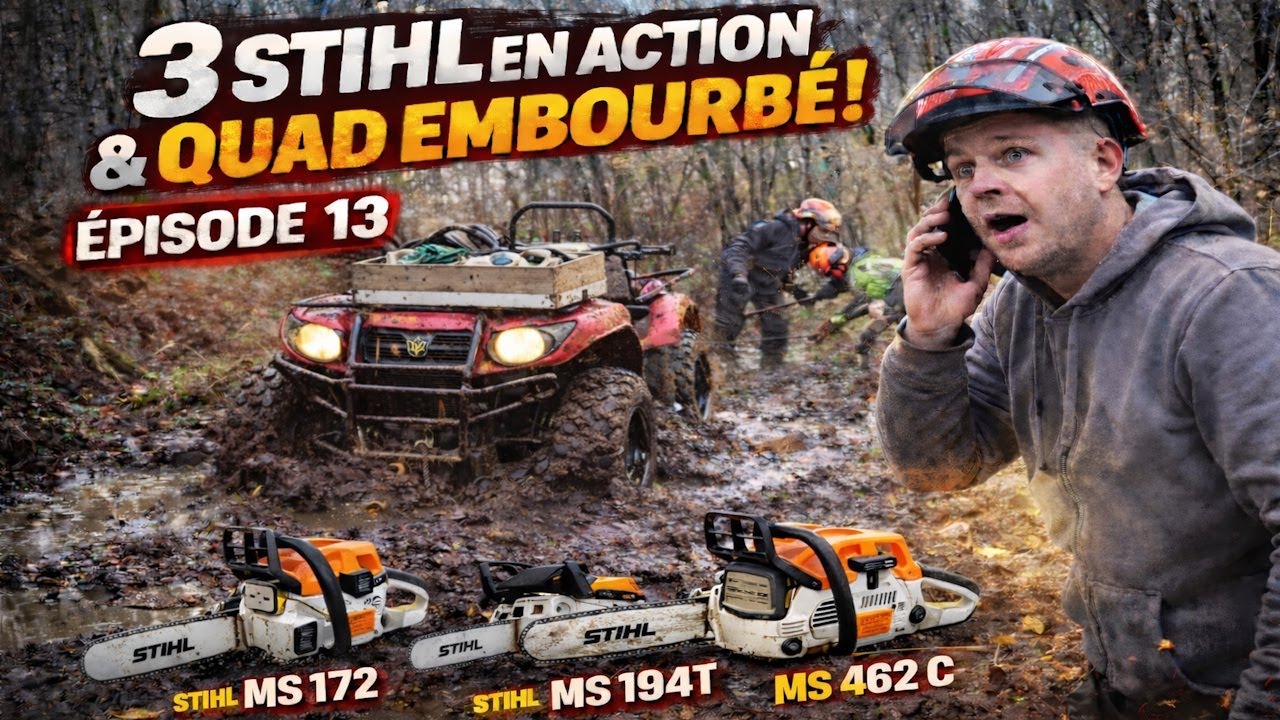 🌲 Affouage 2025/2026 🌲 STIHL MS 172, MS 194T, MS 462C & Quad embourbé ! 😱 Obligé d’appeler de l’aide