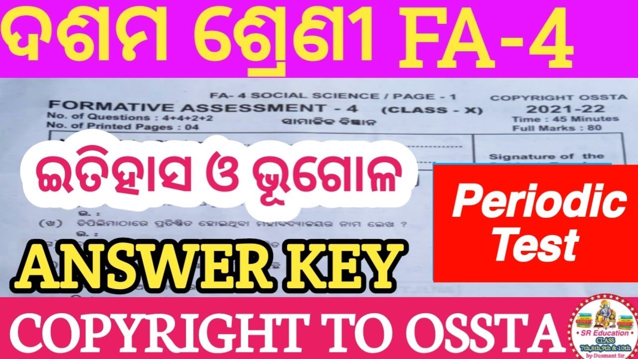 CLASS 10 FA-4 Social Science Answer Key || Copyright to Ossta || 10th class FA4 question answer