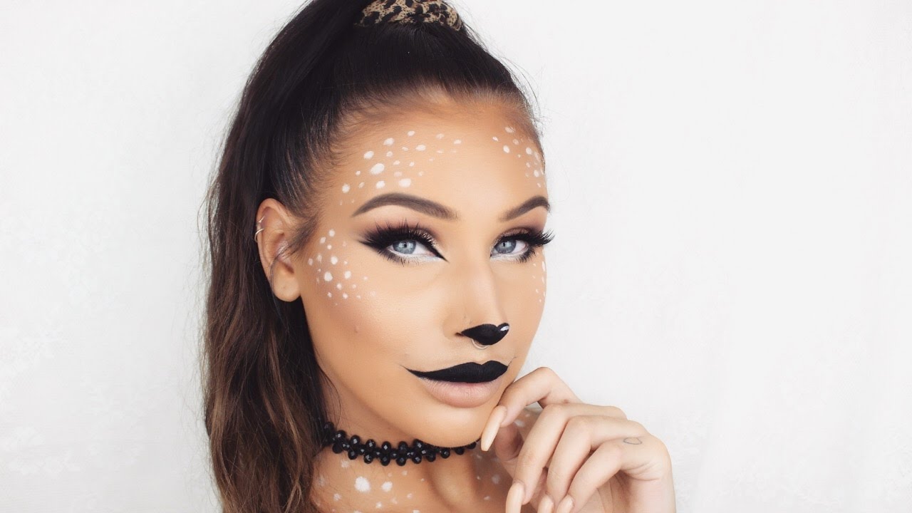 Easy Deer Makeup Cute Girly Halloween Tutorial YouTube