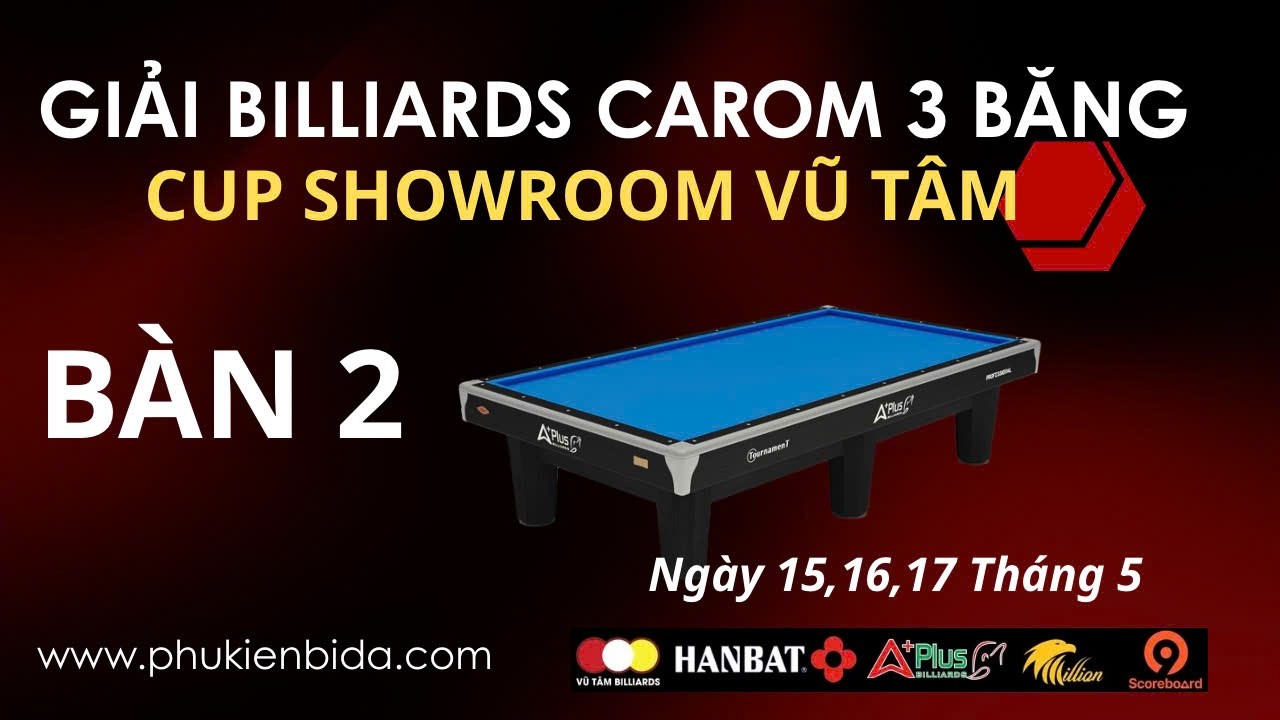 Image of video the Tranh Tứ kết MINH HIỆP (LT) - TRẦN LỤA (TD), Giải Bida carom 3 băng, phòng tập Vũ Tâm Billiards 10
