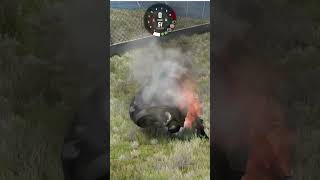 Porsche 911 Carrera at fire after high speed crash