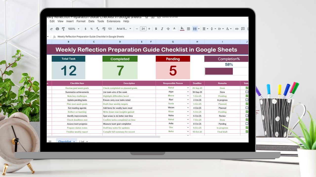 Weekly Reflection Audit Checklist in Google Sheets - YouTube