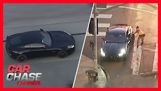 WILD high-speed chase of stolen Jaguar through LA freeways | Car Chase Channel