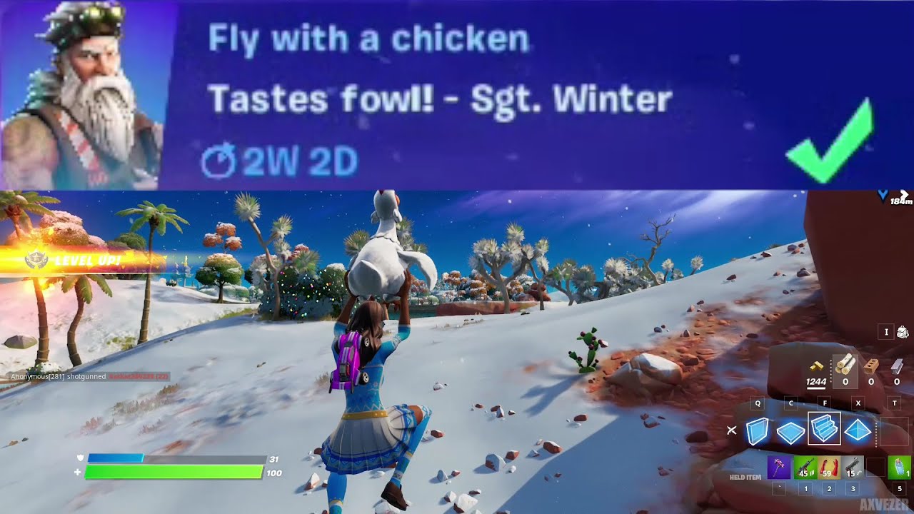 Fly with a chicken - Fortnite