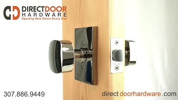 Emtek Freestone Door Knob with Modern Rectangular Rosette in Polished Nickel