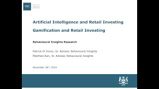 Webinar: AI and Gamification in Retail Investing: Behavioural Insights Research