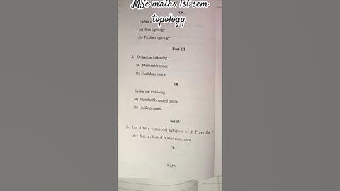 MSc Topology maths 1st sem  RDVV University Question Paper