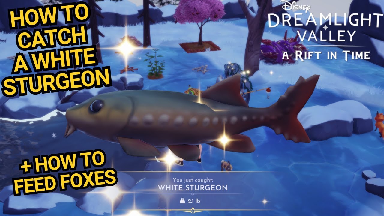 How to Catch a White Sturgeon in Disney Dreamlight Valley + Bubble