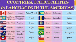 List of North, Central, South American Countries with Languages, Nationalities and Flags