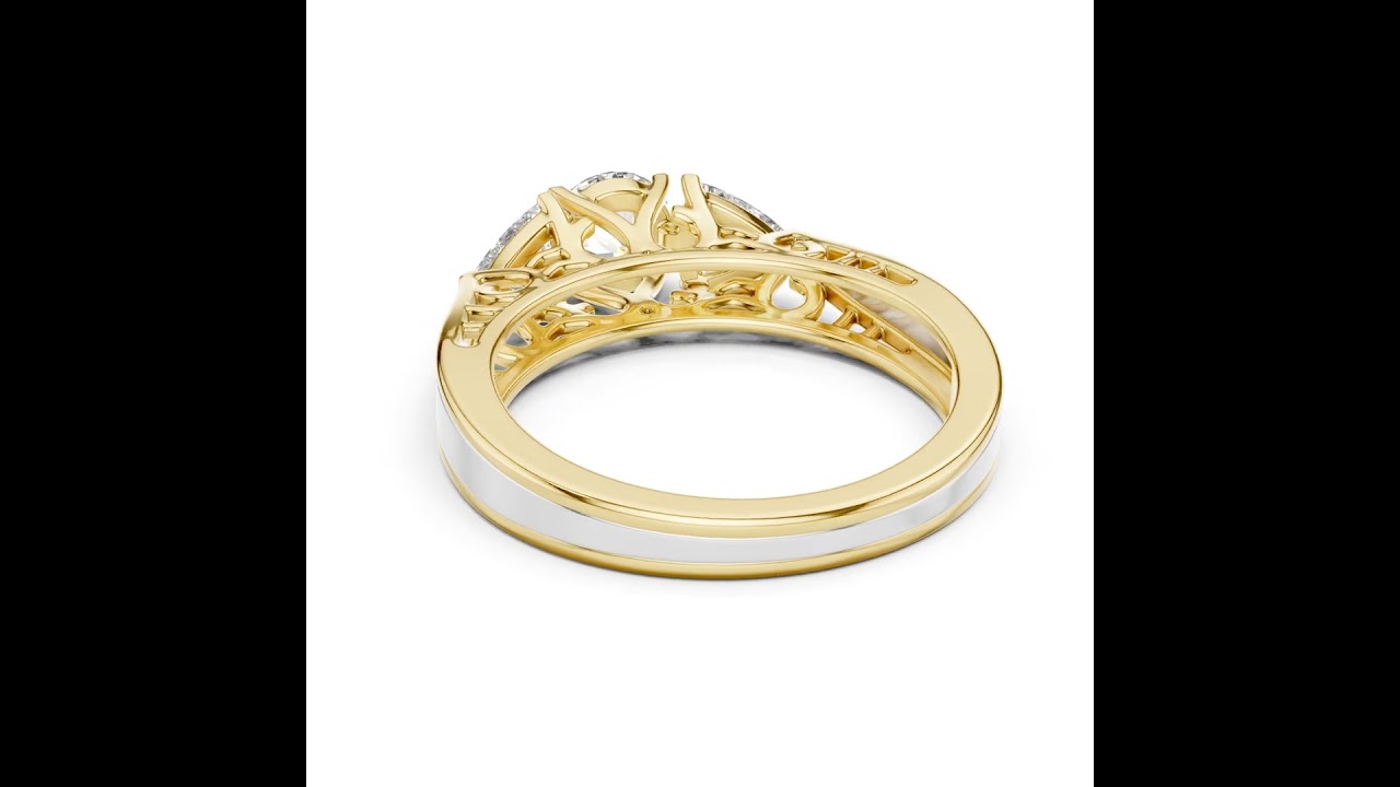 Filigree Cathedral Trio Ring With Round Brilliant And Trillion Accents