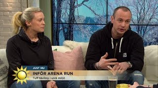 Petter och Michaela laddade för Arena Run - Nyhetsmorgon (TV4)