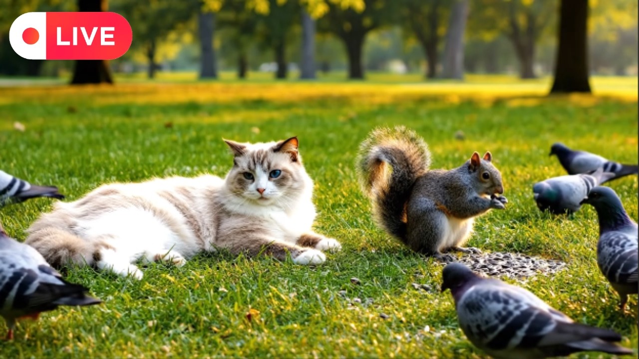 🐾 😂 Cat Relaxation TV 🐦 Feathered Birds & Squirrels Exploring the Backyard Garden 🌿