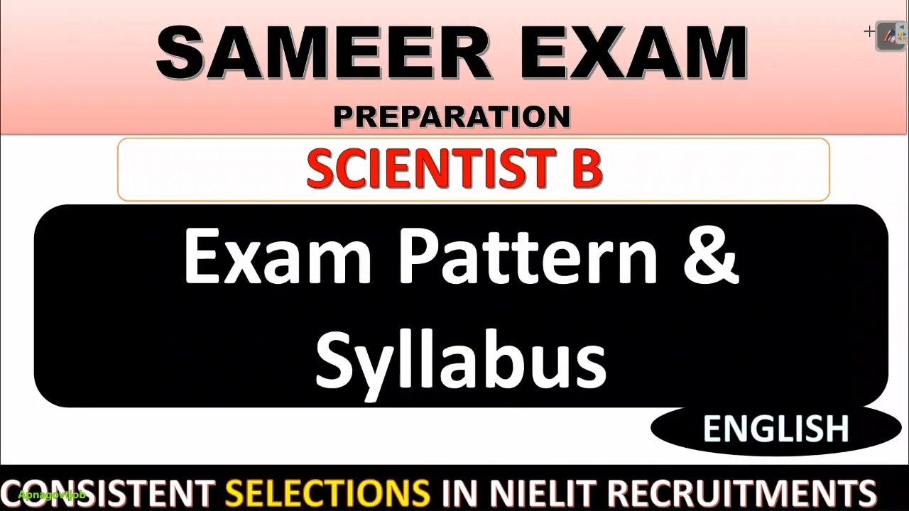 SAMEER SCIENTIST B EXAM PATTERN & SYLLABUS (2023) | SAMEER RECRUITMENT