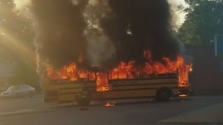Loaded School Bus Bursts Into Flames